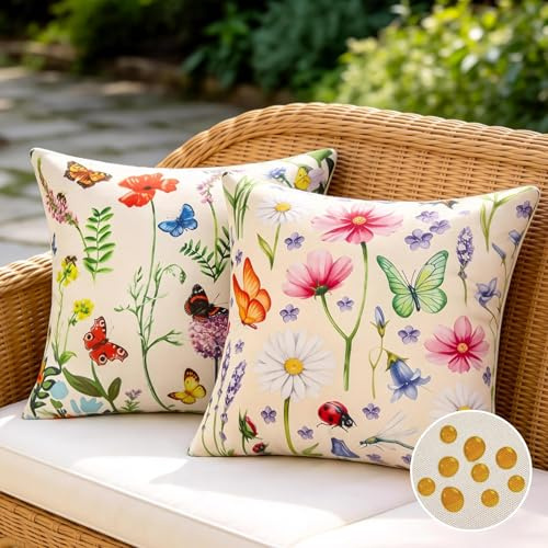 Aisybaklyn Copricuscini Impermeabili all'Aperto Cuscini per Divano 40x40 Federe Cuscini da Esterno Cuscino da Divano Federa Cuscino Sofá, Dormitorio, Balcón, Jardín, Patio, Decoración Fodera Set di 2
