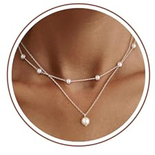ZHESHY Collar De Perlas Para Mujer en Oro 14k, Cadena De Plata, Gargantilla Antialérgica Ajustable, Regalo Bodas Novias Dama De Honor Niña, 4mm-8mm