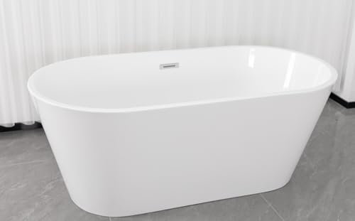 Freistehende Badewanne York, 170 x 75 x 58 cm, Acryl, Weiß, 252L Füllmenge