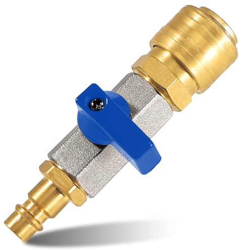 1/4 Druckluft Absperrhahn, Druckluft-Schnellwechselkupplung, Druckluft-Kugelhahn 1/4 Zoll, Luftfüllventil, mit Tülle NW 7,2, Druckluftwerkzeuge-Zubehör