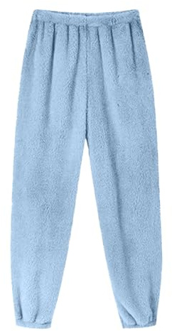 Fleece Trousers Womens Fluffy Pajama Bottoms Winter Warm Pj Bottoms Soft Comfy Thermal Lounge Pants Plush Pyjama Trousers Nightwear Elasticated Waist Sleepwear Pants