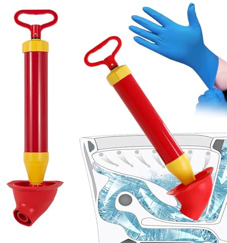 ZhouWei Pompa Stura Scarichi a Pressione con Guanti, Stantuffo per WC Ventosa Sturalavandini Sturalavandini a Pressione ad Aria Compressa Sturalavandino Toilet Plunger, per Bagni Vasche WC (Rosso)