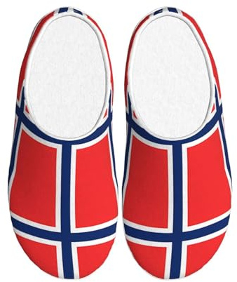 USHJNV Norway Flag Norwegian Patriotic Slippers For Women - Soft Plush Slip-On Comfortable Indoor/Outdoor Shoes Women8-9