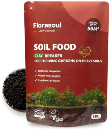 Florasoul® | Mejorador de Suelo Arcilloso Bio | Rompe la Tierra Dura y Compacta, Evita Encharcamientos | Mejora Drenaje y Aireación | Granulado para Césped, Huerto y Jardín | 3kg para 50m²