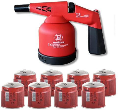 PROWELTEK - Lampada a saldare a gas 1760 W + 8 cartucce a gas Uso a 360 °- Torcia a gas Accensione elettronica a batteria