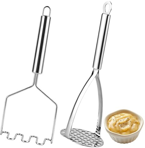 2 Machacador de Patatas Profesional Inoxidable,Aplastador de Patata Cocidas