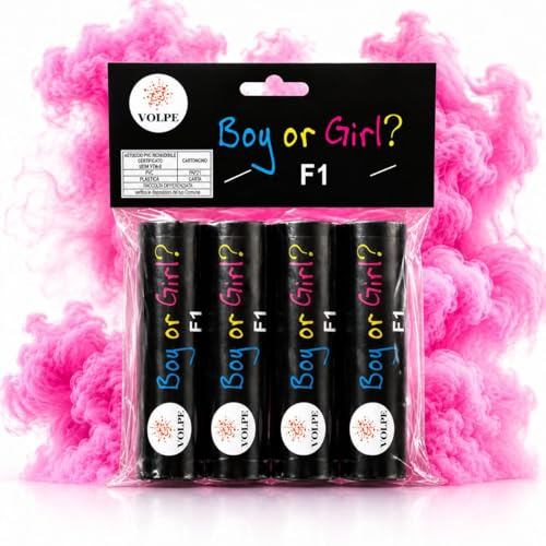 Generico Gender Reveal Fumogeno Colorato Baby Shower – Confezione da 4 Pezzi Rosa– Effetto Fumo Rosa per Festa e Annuncio Nascita – Categoria F1 – Boy or Girl Party Smoke Bomb