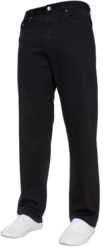 Pantalones vaqueros de pierna recta para hombre, trabajo sencillo pesado, pantalones de mezclilla, todas las tallas de cadera grandes disponibles en 4 colores, Negro , 56W / 30L