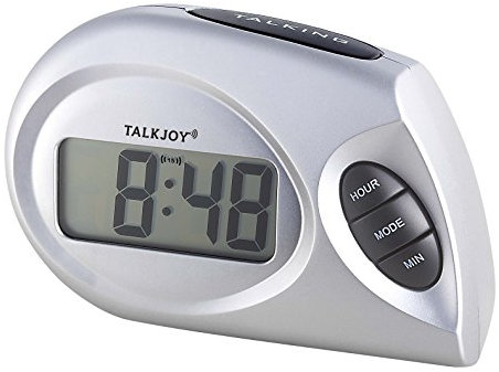 TalkJoy Profi Sprechende Uhr Tischuhr Zeitansage Blindenuhr Seniorenuhr großes LCD Display Nachttisch Sehbehinderung Alltagshilfe Wecker