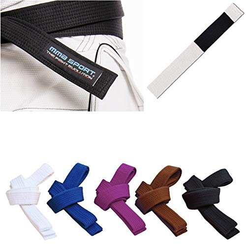 mmasport Cinturón BJJ Belt Jiu Jitsu Kimono - gi 100% algodón 6 mm (A1 / 270 cm, blanco)
