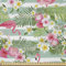 ABAKUHAUS Flamingo Stoff als Meterware, Exotische Hawaii-Blatt, Microfaser Multi Zweck Dekostoff für Kunsthandwerke, 3M (230x300cm), Grünes Rosa Weiß