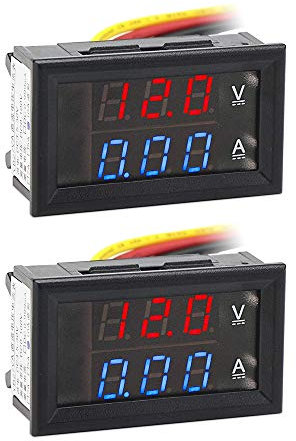 2 piezas 0.28LED Digital Voltímetro Amperímetro DC 0-100V 10A, Volt Amp 2in1 Tester para 12V / 24V Multímetro Amperaje Medidor Volt Amp Amper Panel