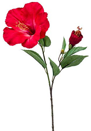 artplants.de Hibiskus Kunstblume OAHU mit Blüten, rot, 65cm - Hibiskus künstlich/Hibiscus Zimmerpflanze Deko