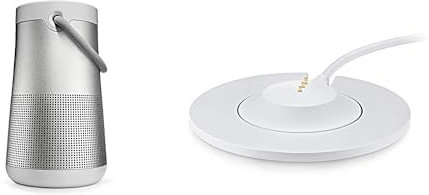 Bose Enceinte Bluetooth Portable SoundLink Revolve+ (Séries II) : Enceinte sans Fil résistante à l’Eau dotée d’Une Batterie, Argent & Socle de Chargement de l’Enceinte Portable Home Speaker, Argent