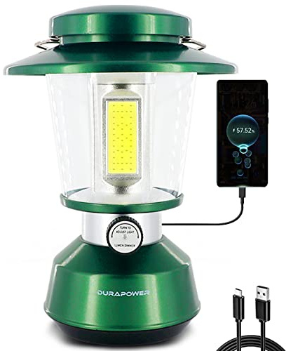 Durapower Rechargeable Camping Lantern,2800 Lumen Super Bright LED Camping Lantern, 5400 mAh Power Bank, IP44 Waterproof, 20 Hours, Portable Lantern for Hurricane, Power Outages