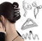Lot de 4 grandes pinces à cheveux en métal argenté pour femme et fille - Accessoires épais pour cheveux