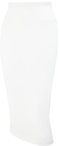 Tapata Dam kontor arbete pennkjol stretch hög midja under knät bodycon för business casual, Vitt, 3XL