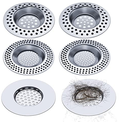 Realure (Set of 6 Pcs) 3 Sizes Kitchen Sink Strainer Hair Catcher for Shower Drain Cover Sink Plug Strainer for Drainer Protector Blocker Filter Bath Plug Hole Cover Sink Sieve Strainer Metal (6 PCS)
