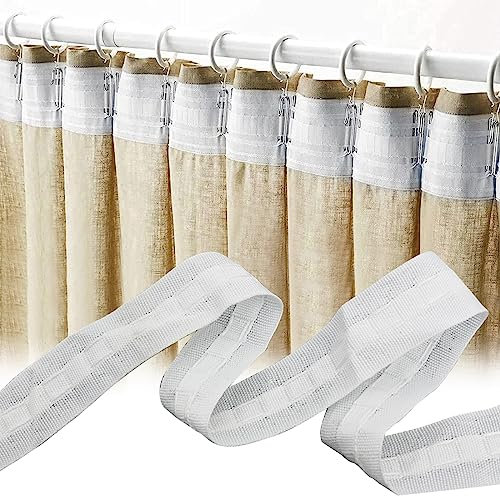 Zkaoai Gardinenband Kräuselband 30 m x 2,5 cm Polyester Gardinenband, Vorhangband Polyester Reihband Vorhang, Faltenband Falten, Abnehmbarer Vorhang, Gardinenband zum Aufnähen