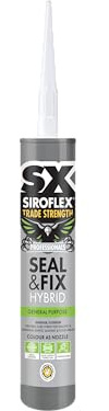 Siroflex SX Trade Strength Seal and Fix, A Universal Adhesive and Sealant Based on Hybrid Technology for Both Interior and Exterior Applications, Size 290ml, Colour White