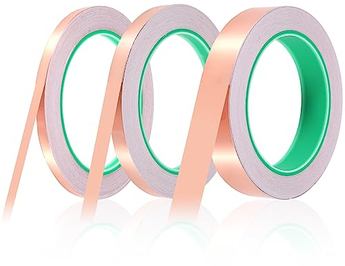 tao pipe 3 Rollen Kupferband Selbstklebend, 6/10/20mm x 20m Kupferfolie Klebeband Leitfähig Copper Foil Tape, Kupferfolienband für EMI Abschirmung Schneckenschutz Elektro Reparatur Löten Basteln