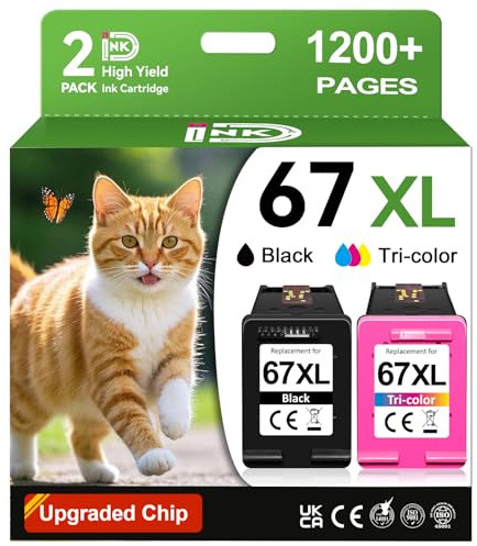 67XL Compatible for HP 67 Ink Cartridges Black Color Combo Pack Used for HP Envy 6055e 6400 6000 6065e 6458e 6455e DeskJet 2855e 4100 4152e 4255e 2755e 2700 2725 2755e 2752 4155e Printer