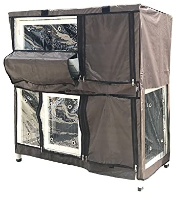BUNNY BUSINESS 41 2-Tier Double Decker Rabbit/Guinea Pig Hutch Hutches with Sliding Trays & Ramp HUTCH AND COVER PACKAGE (GREY + COVER)