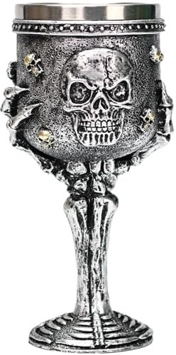 ZONSUSE Skelett Hand Kelch,Totenkopf Kelch,Mittelalterlicher Weinkelch,Skull Hand Goblet,Gotischer Totenkopf Trinkgefäß 180ml (Skelett)