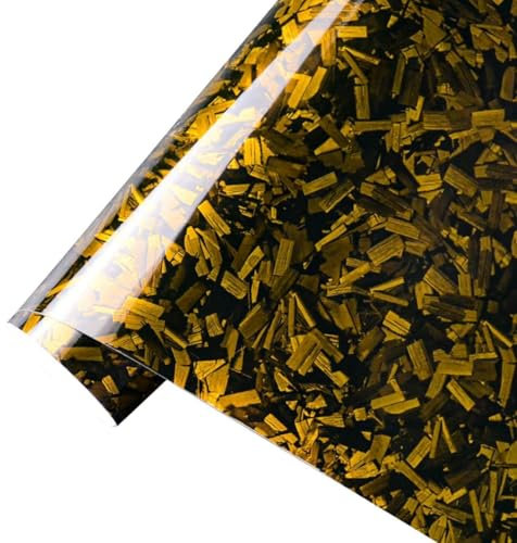 CompraFun Forged Carbon Folie, Autofolie aus Vinyl Selbstklebend Blasenfrei, Auto Folierung Folie für DIY Dekoration Auto Motorrad Fahrrad Lackschutzfolien (Gelb Glanz, 30 x 150CM)