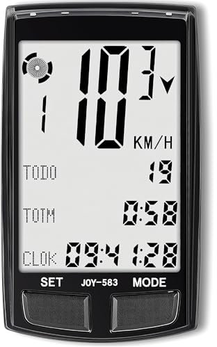Fahrradcomputer und Kilometerzähler, kabellos, großes Display, 3,3 Zoll (8,9 cm), MPH, KM/H, Geschwindigkeitsmesser mit Wecker, automatische Geschwindigkeitsverfolgung, altmodisch, multifunktional