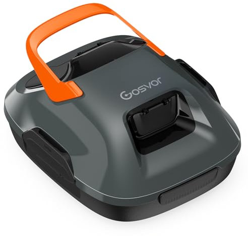 Gosvor Robot Piscine sans Fil, Aspirateur Piscine avec Autonomie de 90 Minutes, Nettoyage Automatique avec Fonction de stationnement Automatique, Nettoyeur de Piscine Compact, Idéal pour 80㎡