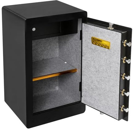 Cassaforte elettronica con cassaforte antincendio, 40 x 33 x 70 cm, cassaforte con tastiera, cassaforte digitale, in acciaio, per la casa, la sicurezza e la conservazione di denaro, oggetti di valore