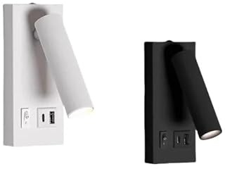 Lámpara para Leer,Aaplique pared Interior Lámpara de pared de lectura giratoria con carga USB tipo C, montaje en superficie, LED de 5 W, foco empotrable, for techo, dormitorio, hotel, estudio, CA 85-2