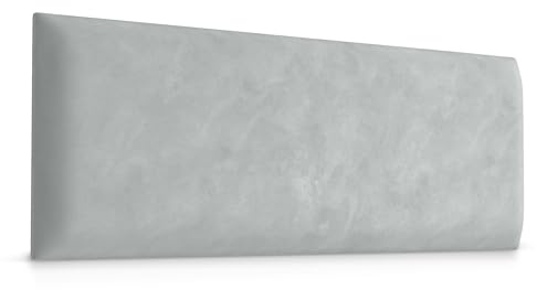 Muralo - Samt Wandkissen Stoff Polster-Paneel für Schlafzimmer Wohnzimmer Bett Wandpolster Bettkopfteil Lendekissen Modern Luxus Gepolstert Magic Velvet (Hellgrau, 60 cm x 20 cm)