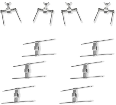 GOLDMAN SERVICE Pinchos de Asador de Pollos de Acero. Utensilio horquilla Tenedor para Asadores giratorios Profesionales. Recambio universal para espadas de 12mm (10 Piezas)