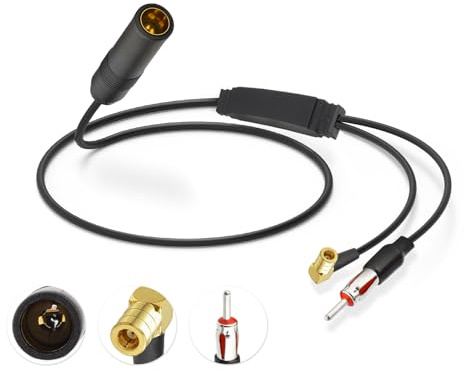 Eightwood DAB Antenne Splitter SMB Adapter DIN Stecker Auto Radio DAB+ Antenne für Auto Radio Pioneer Blaupunkt TechniSat Sony Alpine Clarion usw.