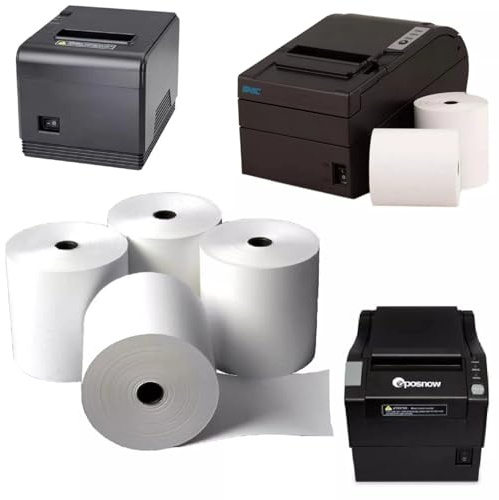 80x80mm, Premium Thermal Paper Till Receipt Rolls, Ultra Smooth, White, [Pack of 100], Compatible with All Major EPOS Printers, POS Terminals, Cash Registers