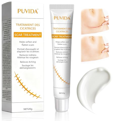 Crema para Cicatrices 20g, Gel para Cicatrices, Crema para el Apoyo a la Reparación Cutánea, Ayuda a Mejora la apariencia de la piel, Ideal para Rostro y Cuerpo