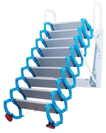 YPDJVLTI Attic Stair Manual Attic Ladder Wall Mounted Folding Retractable Staircase Pull Down Loft Ladder Telescopic Ladder Space-Saving(2.25-2.5m)