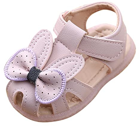 Generisch Chaussures d'apprentissage de la marche pour bébé - Respirantes - Chaussures à bout ouvert - Sandales pour fille - Sandales souples - Pour 0 à 2 - Antidérapantes, lilas, 21 EU