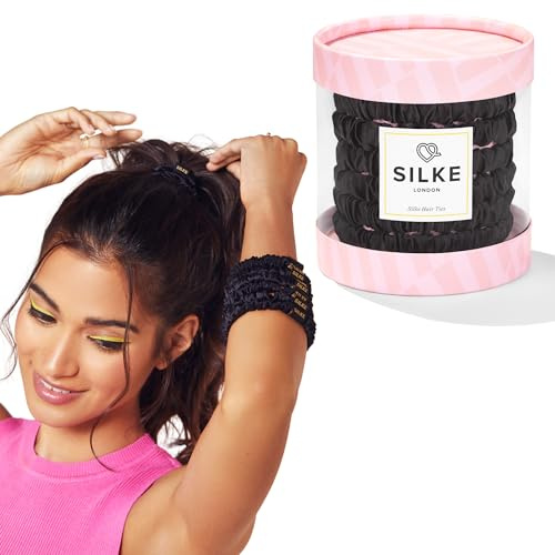 SILKE Hair Ties - Luxurious Silk Scrunchies for All Hair Types - 6 Pack | All Hold, No Damage