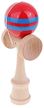 Sitrda Kendama Ball Jouet éducatif traditionnel japonais en bois Rouge