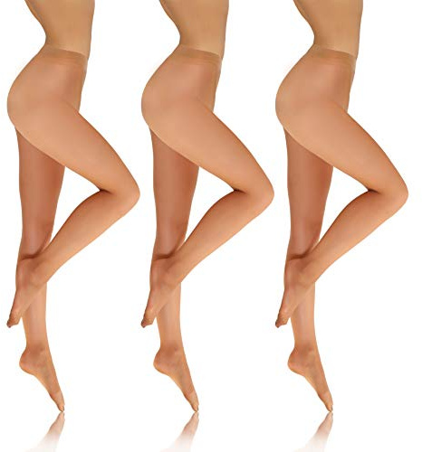 sesto senso Strumpbyxor dam, transparent, 1-pack, 3-pack, Den 8, släta fina strumpbyxor, 3 par – gyllene – beige, M