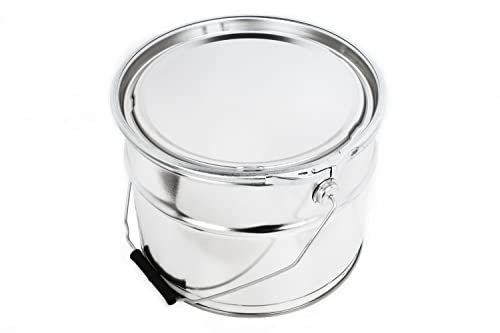 Empty metal can bucket with lid/handle/clamp lockand/comfortable handle - for paints/lacquers/mastics/putty/resins and other chemicals or solids | sheet cans, Quantity:1, Capacity:10L