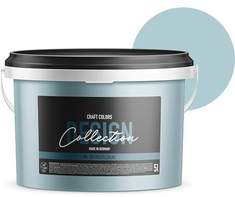 Craft Colors® 5L hochwertige Wandfarbe edelmatt, Kreidefarbe made in Germany, DESIGN Collection No. 521 pastell blau