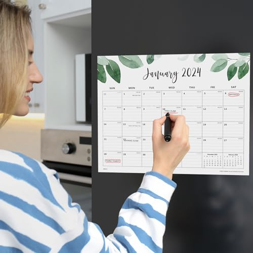 Magnetisk kalender för kylskåp, Cabbrix akademisk kylkalender från januari 2026 till december 2026, års kylskåpskalender 2026 för att planera och organisera ditt liv (38 x 31 cm)