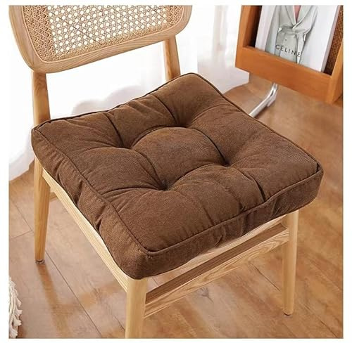LUBOSE Stolskydd med band restaurang trädgård kudde sittdyna boosterkudde tatami golvkudde soffkudde (45 x 45 cm, brun)