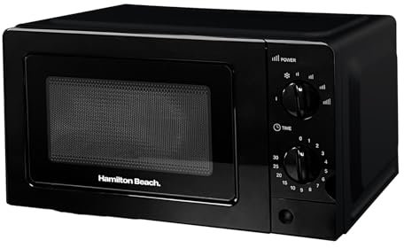 Hamilton Beach Microwave, 20L, 700W, Standard, Manual Controls, 6 Power Levels, Speedy Defrost, 30-Min Timer, Compact Design for Small Kitchens, Black - HB70T20B