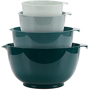 BoxedHome Mixing Bowl Grün Set Rührschüssel Set Kunststoff Salatschüssel rutschfest stapelbar Servierschalen für Küche Rührschüssel-Set 4-teiliges Wiederverwendbare Rührschüssel