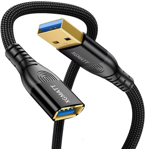XGMATT Cable alargador USB 3.0 de 4 m, USB tipo A macho a hembra, 5 Gbps, sincronización de datos, cable de extensión USB compatible con impresora, teclado, Oculus Rift, disco duro, PS VR, HTC Vive,